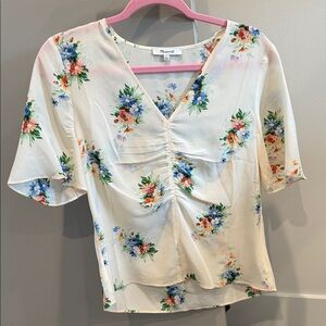 Madewell Floral Print Blouse with V-Neck